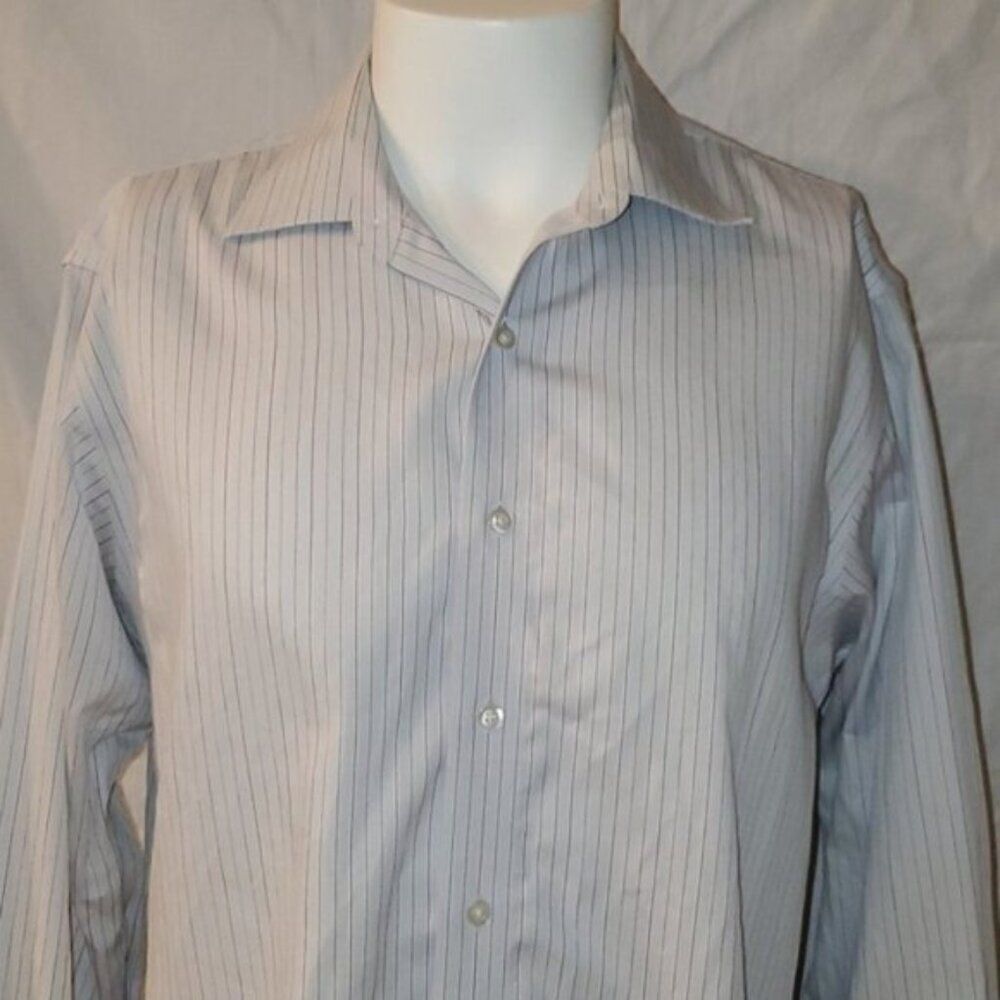 Kenneth Cole New York Men's Dress Shirt 16.5 34/35 Non Iron Striped